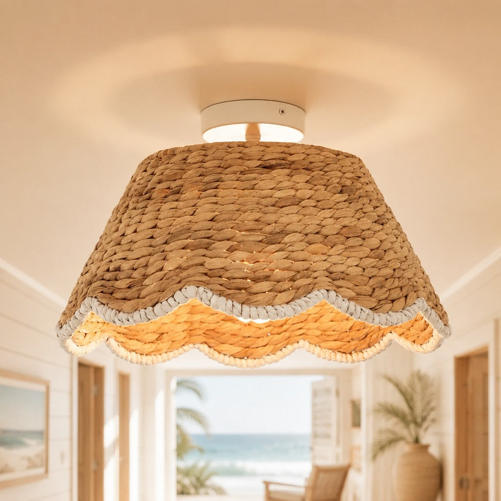 bohemian-style-scallop-rattan-flush-mount-ceiling-light