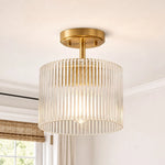 farmhouse-ribbed-glass-drum-shade-brass-semi-flush-mount-ceiling-light