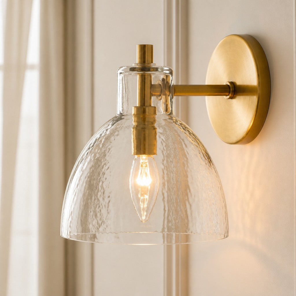 antique-brass-recycled-glass-wall-sconce-indoor-for-bathroom
