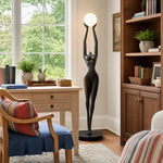 hermes-modern-minimalist-resin-lady-sculpture-sphere-glass-shade-floor-light