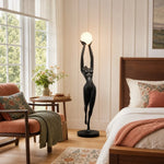 hermes-modern-minimalist-resin-lady-sculpture-sphere-glass-shade-floor-light