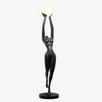 hermes-modern-minimalist-resin-lady-sculpture-sphere-glass-shade-floor-light