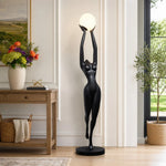 hermes-modern-minimalist-resin-lady-sculpture-sphere-glass-shade-floor-light