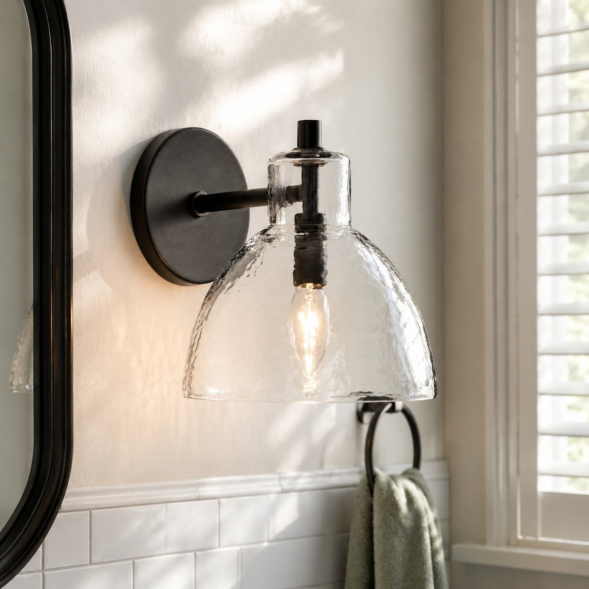 antique-brass-recycled-glass-wall-sconce-indoor-for-bathroom