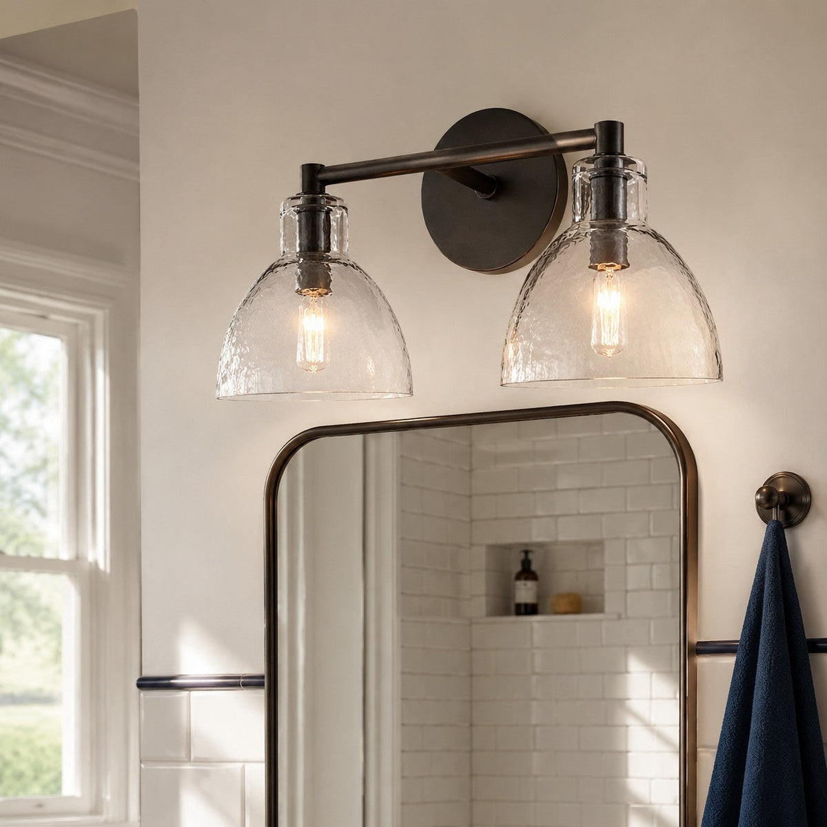 antique-brass-recycled-glass-wall-sconce-indoor-for-bathroom