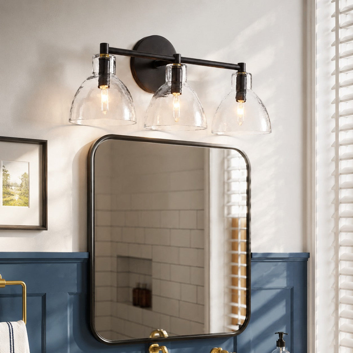 antique-brass-recycled-glass-wall-sconce-indoor-for-bathroom