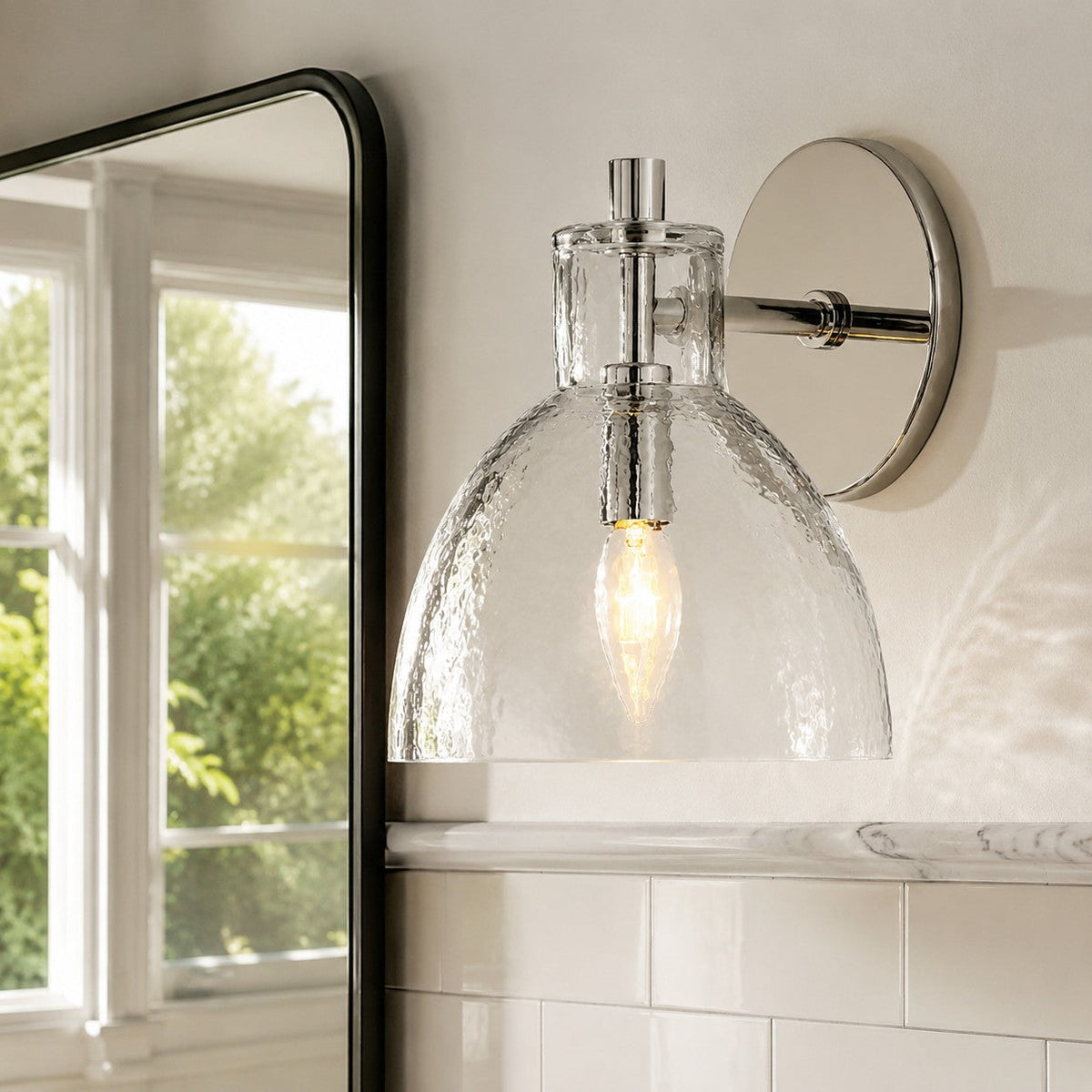 antique-brass-recycled-glass-wall-sconce-indoor-for-bathroom
