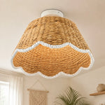 bohemian-style-scallop-rattan-flush-mount-ceiling-light
