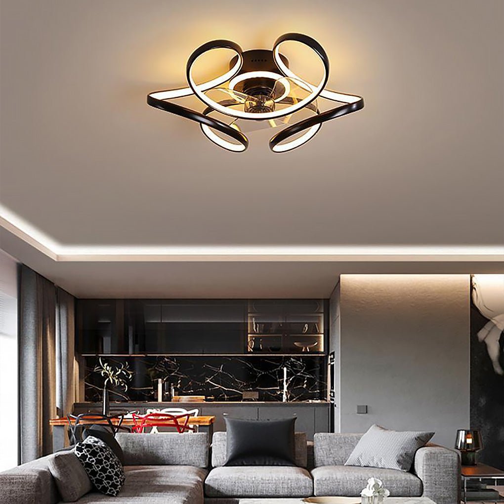 18' Flower Shaped Modern Ceiling Fans Light with Remote Chandelier with Fan