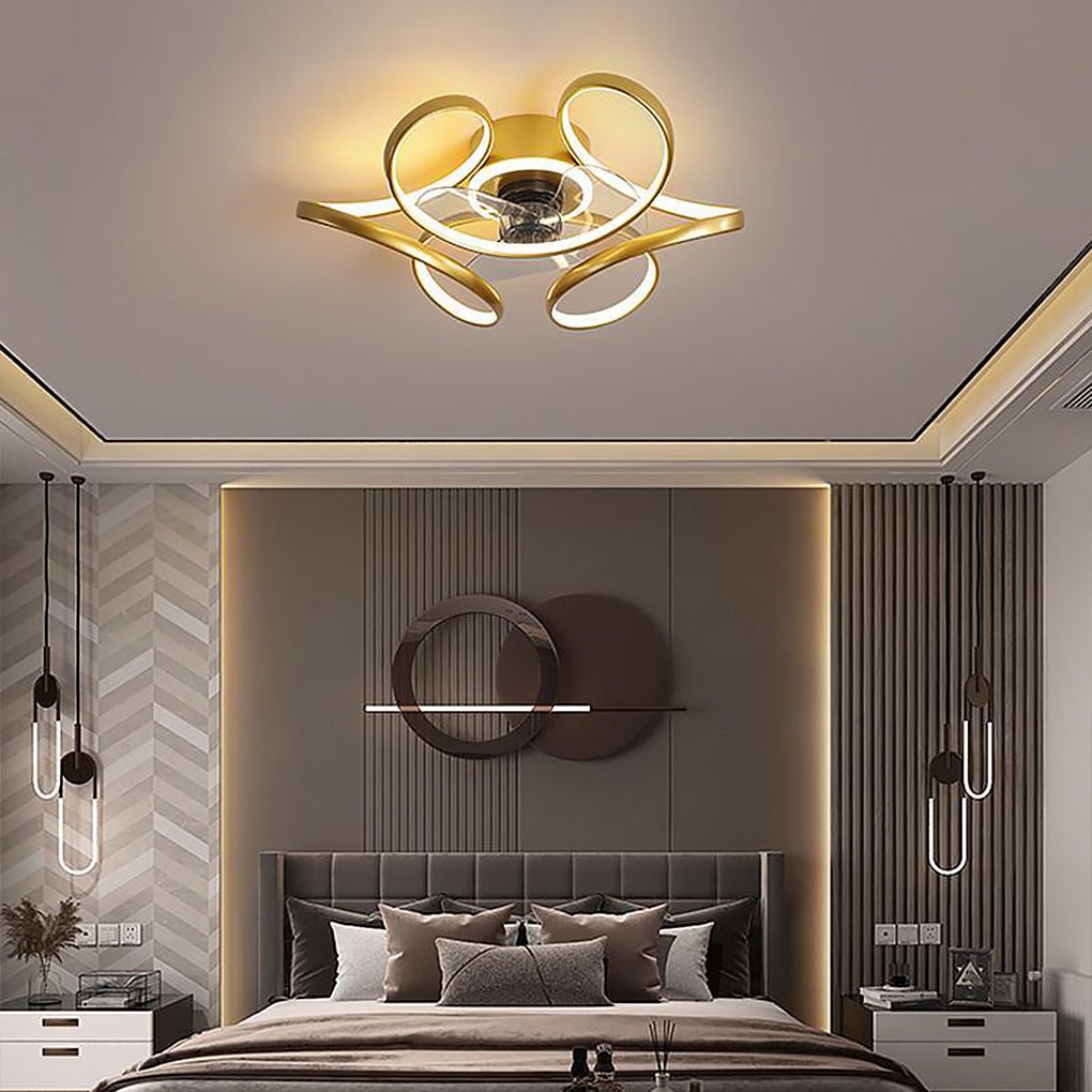 18' Flower Shaped Modern Ceiling Fans Light with Remote Chandelier with Fan