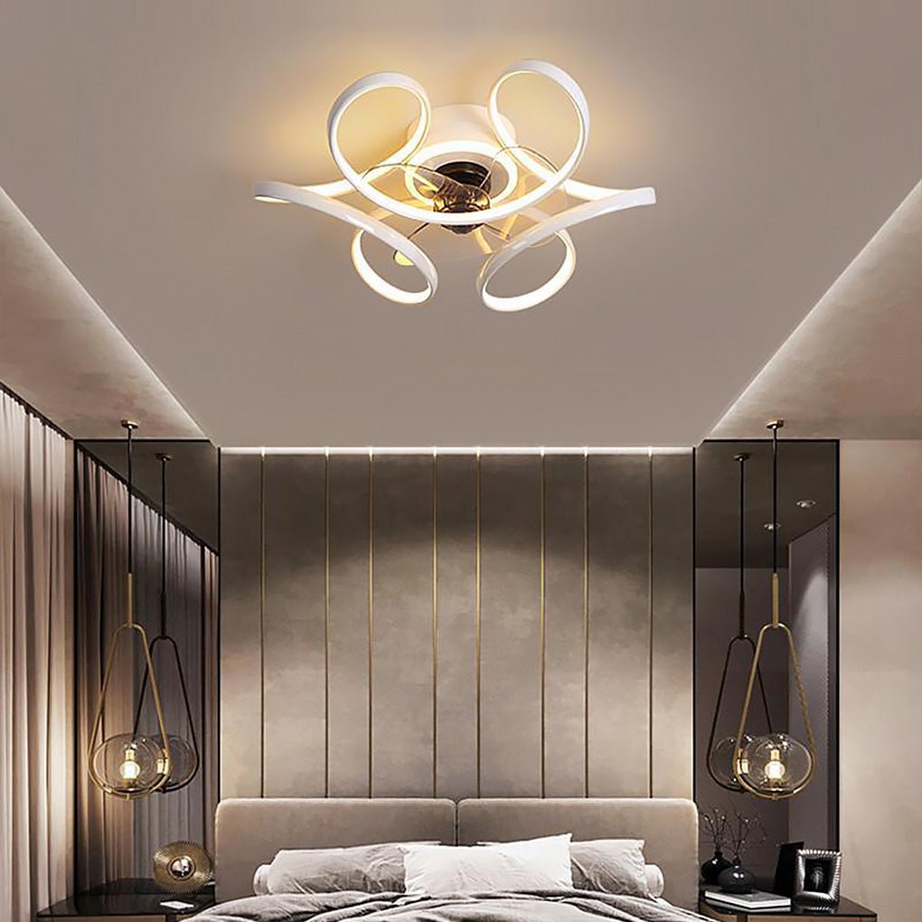 18' Flower Shaped Modern Ceiling Fans Light with Remote Chandelier with Fan