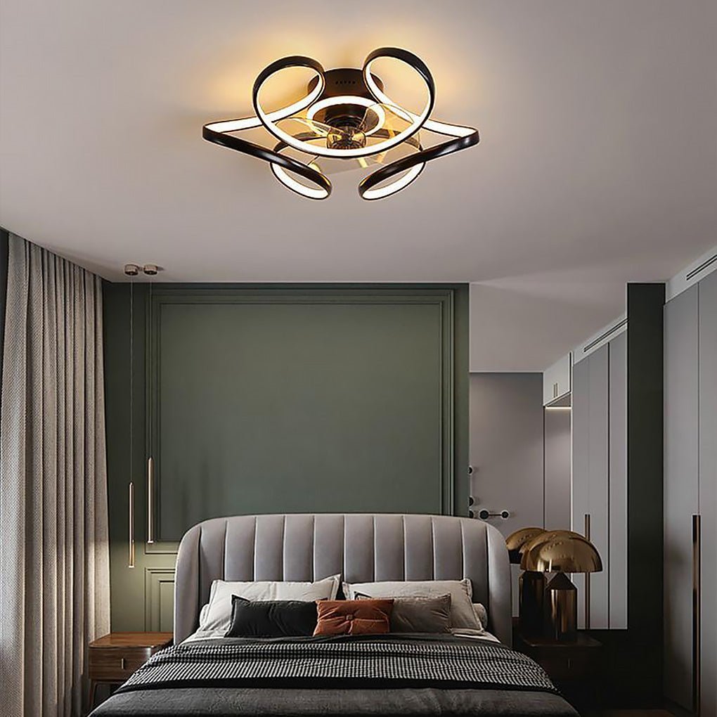 18' Flower Shaped Modern Ceiling Fans Light with Remote Chandelier with Fan