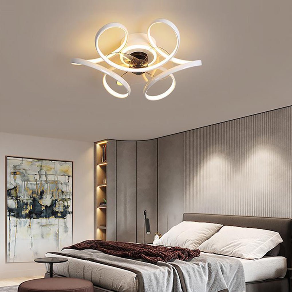18' Flower Shaped Modern Ceiling Fans Light with Remote Chandelier with Fan