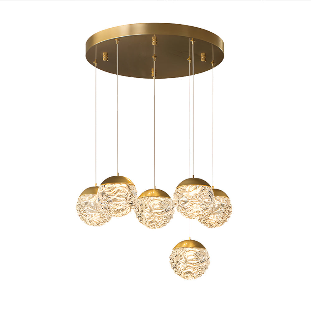 Spiral Pineapple Multi Glass Ball Staircase Chandelier Led Globes Hanging Ceiling Lights Suspension Lamp Drop Lights For Stairs