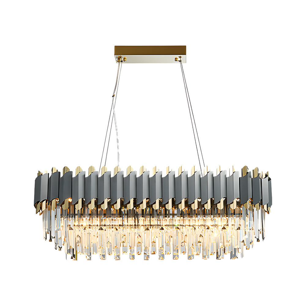 6 8 Light Crystal Layered Chandelier Dimmable Dining Room Pendant Lighting