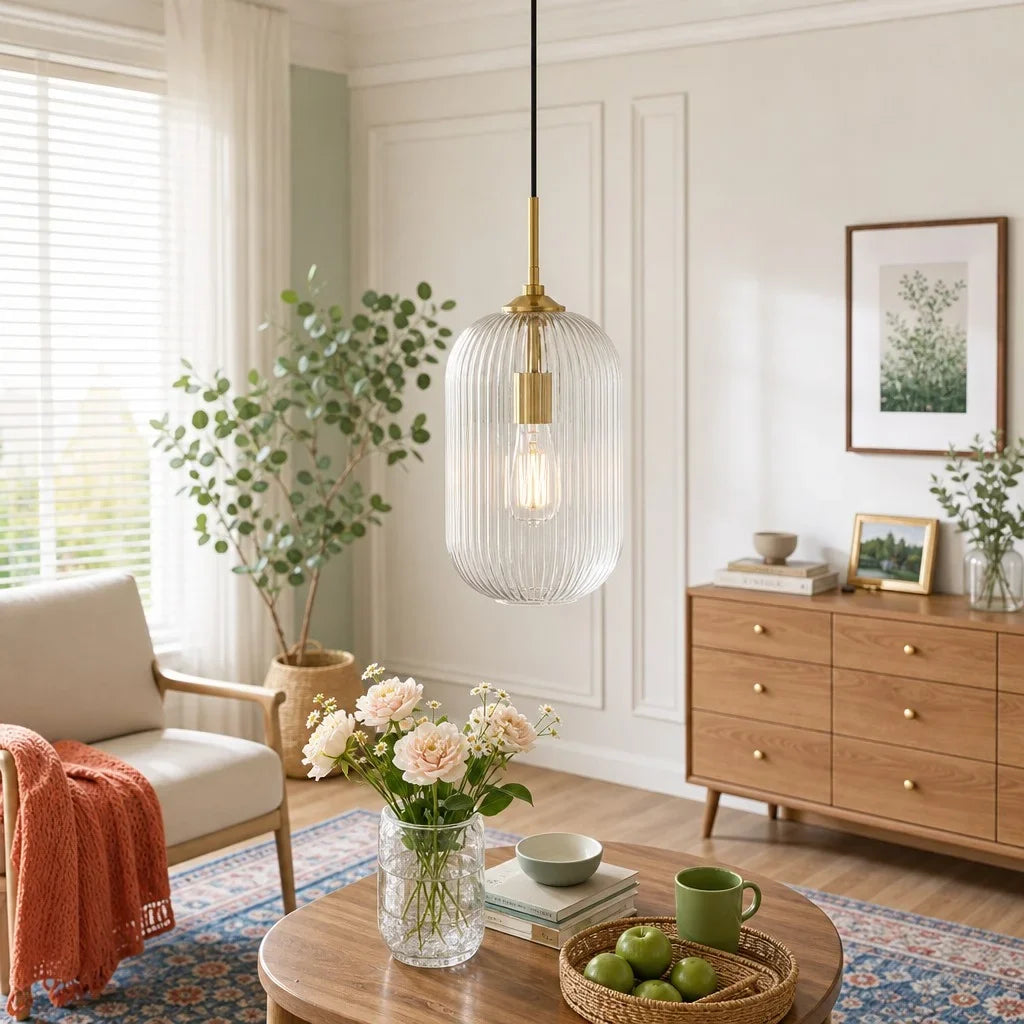 modern-farmhouse-ribbed-clear-glass-pendant-light-for-kitchen-island