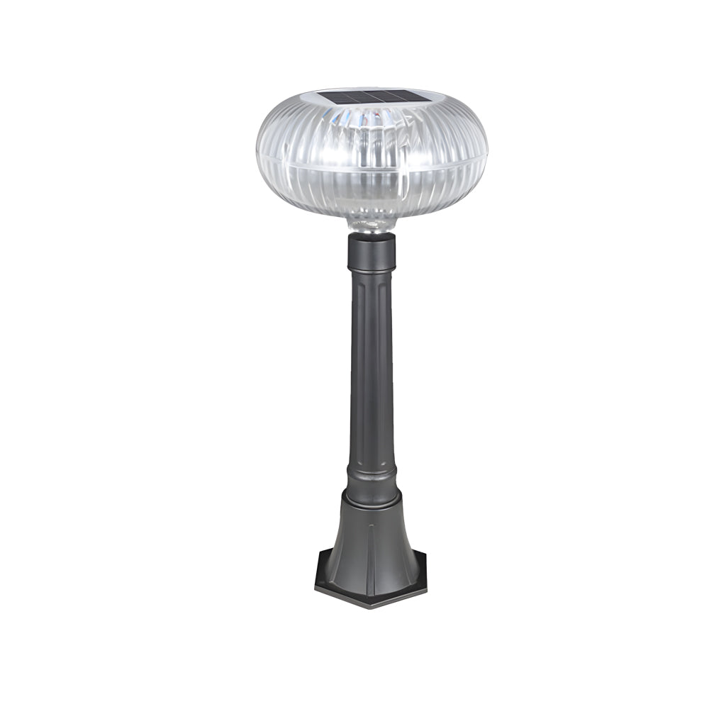 Modern Solar Lawn Light Metal Cylinder Oval Shade Led Outdoor Bollard Light