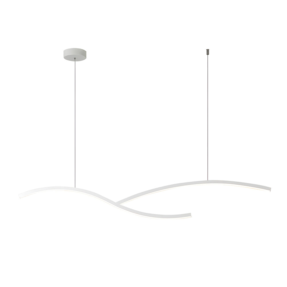 39.4'/47.2' Wide Black/White Wave Linear LED Pendant
