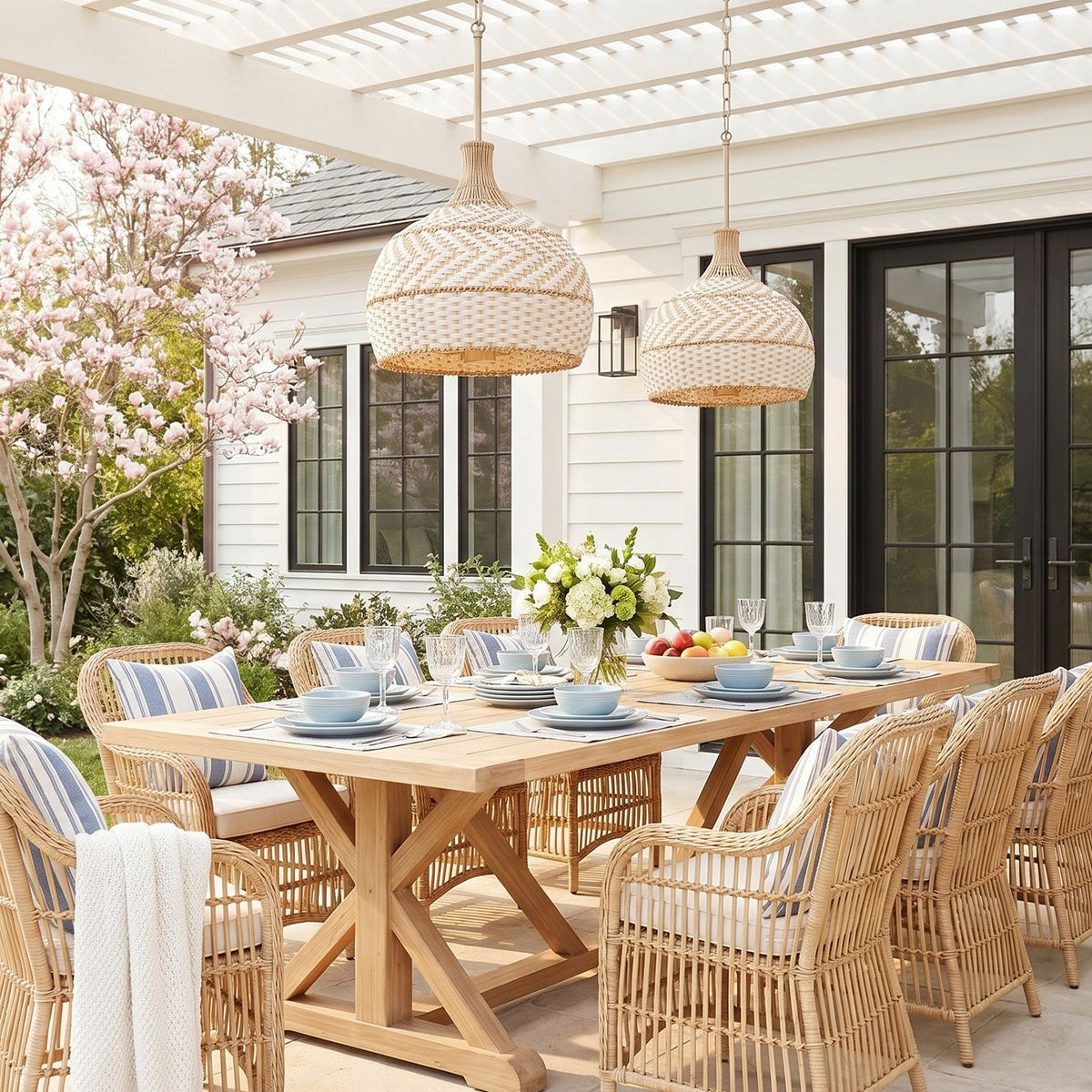3-light-rustic-rattan-two-tone-color-dome-pendant-light