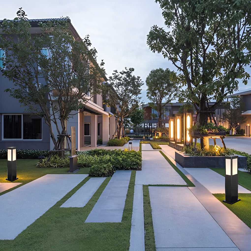 Industrial Style Square Led Solar Landscape Lighting Waterproof Outdoor Pathway Lights With Remote Control