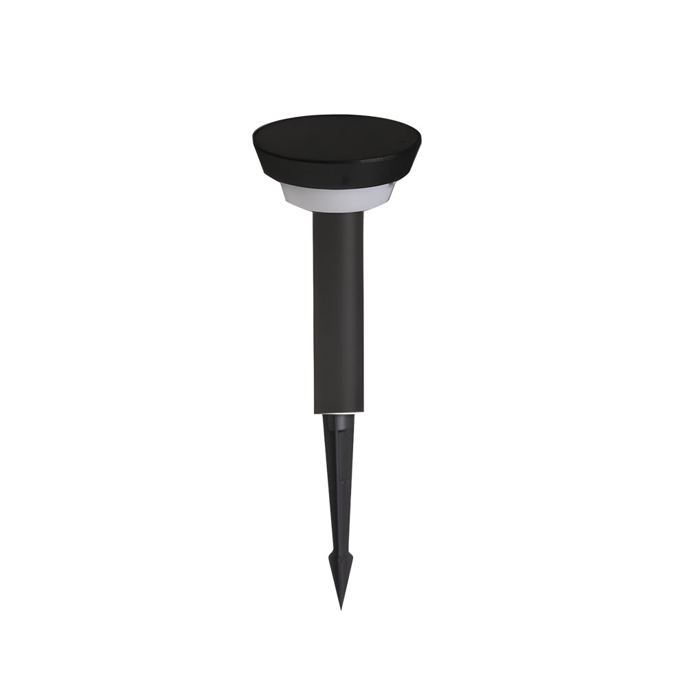 Modern Black Round Led Solar Outdoor Path Light With Stake Garden Bollard Light
