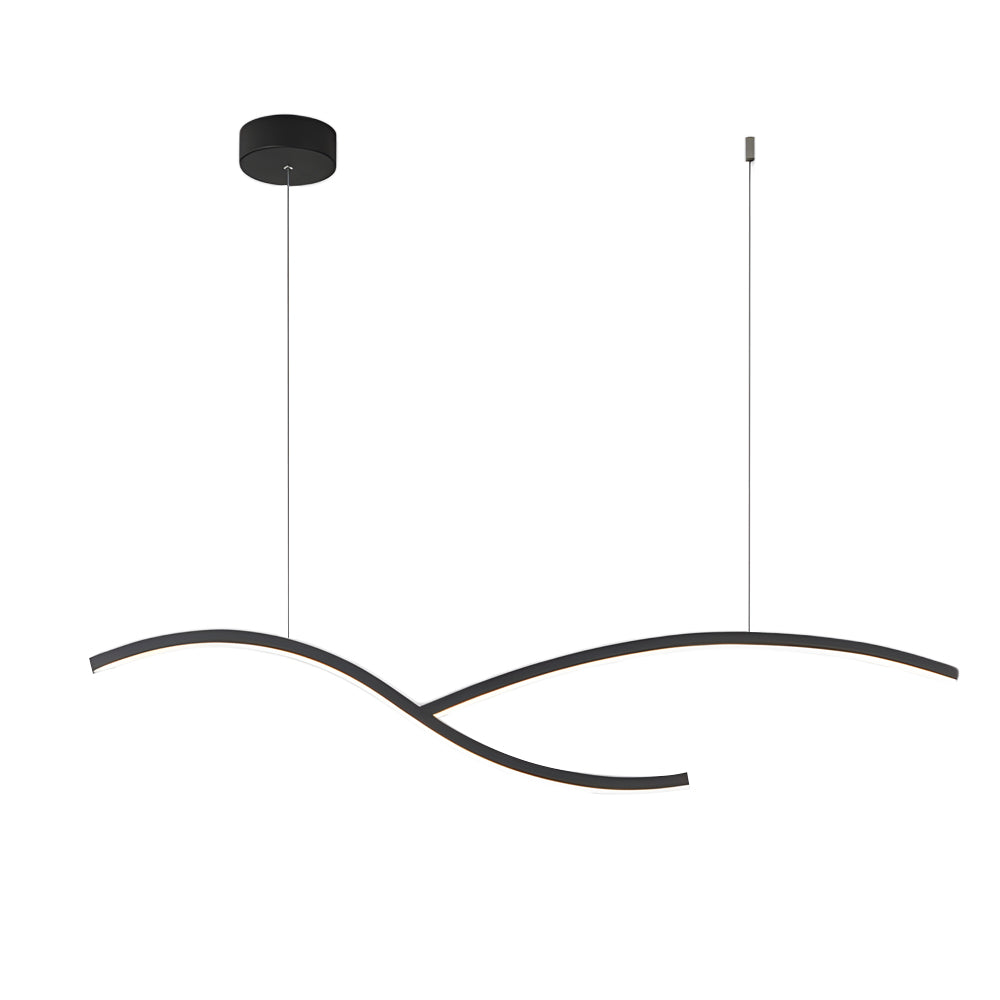 39.4'/47.2' Wide Black/White Wave Linear LED Pendant