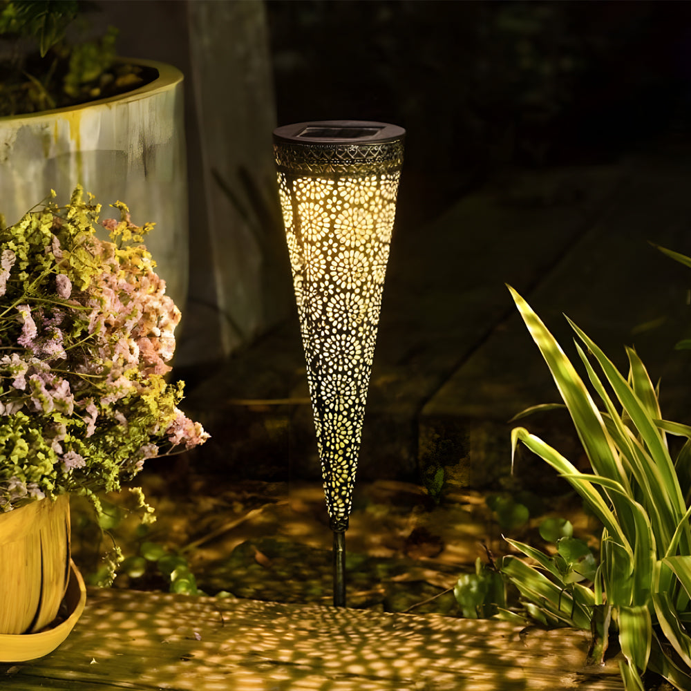 2 Pack Hollow Conical Solar Lights Garden Stake
