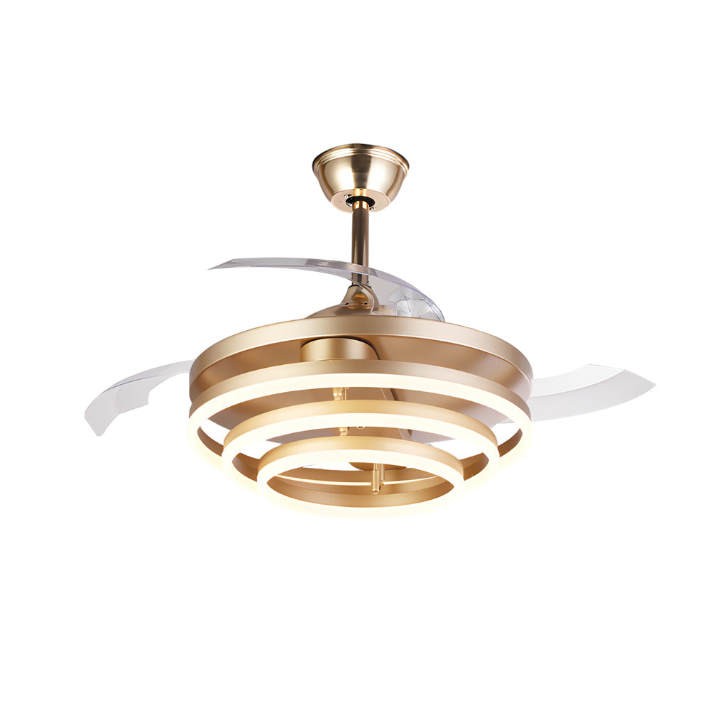 Modern 41' Retractable Ceiling Fan with LED Lights and Remote Control