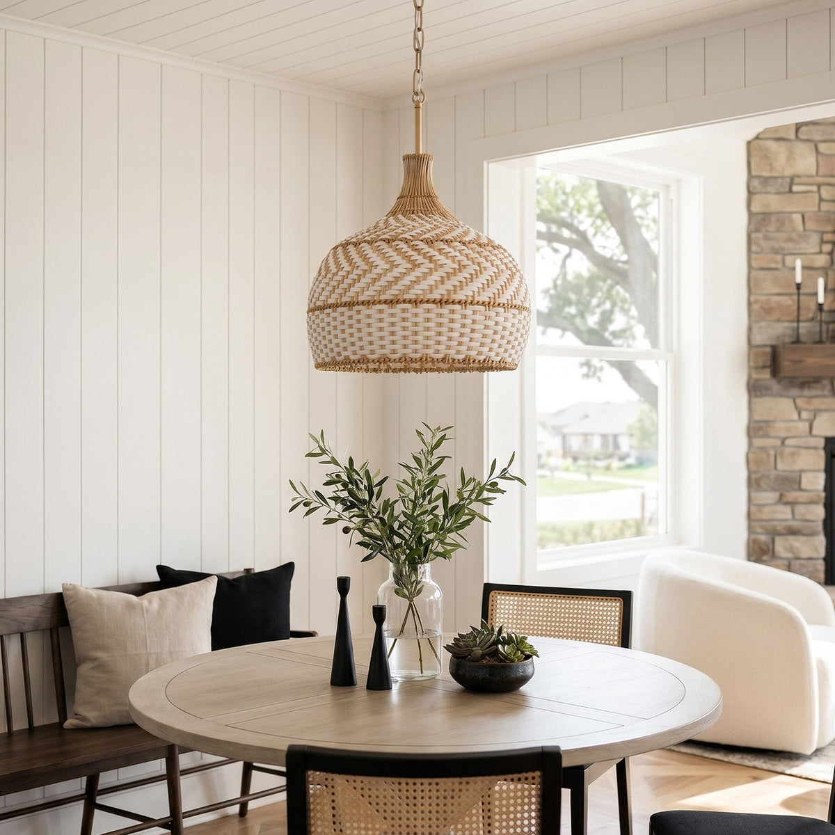 3-light-rustic-rattan-two-tone-color-dome-pendant-light