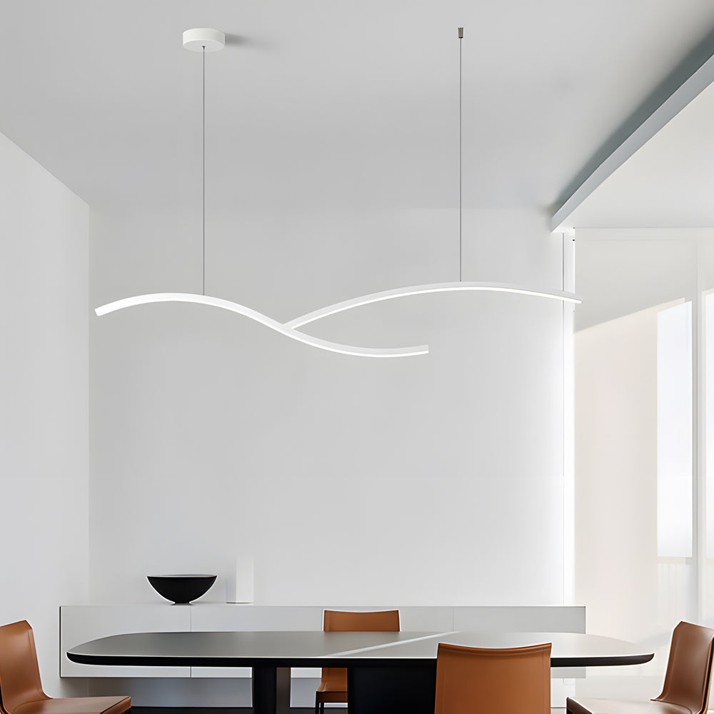 39.4'/47.2' Wide Black/White Wave Linear LED Pendant