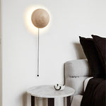 Japanese Style Travertine Stone Round Led Wall Sconce