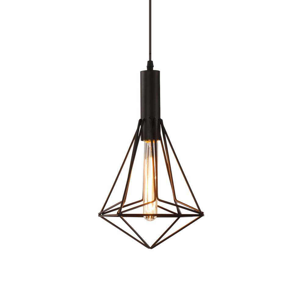 Personalized Iron Geometric Lines Black Retro Industrial Style Chandelier
