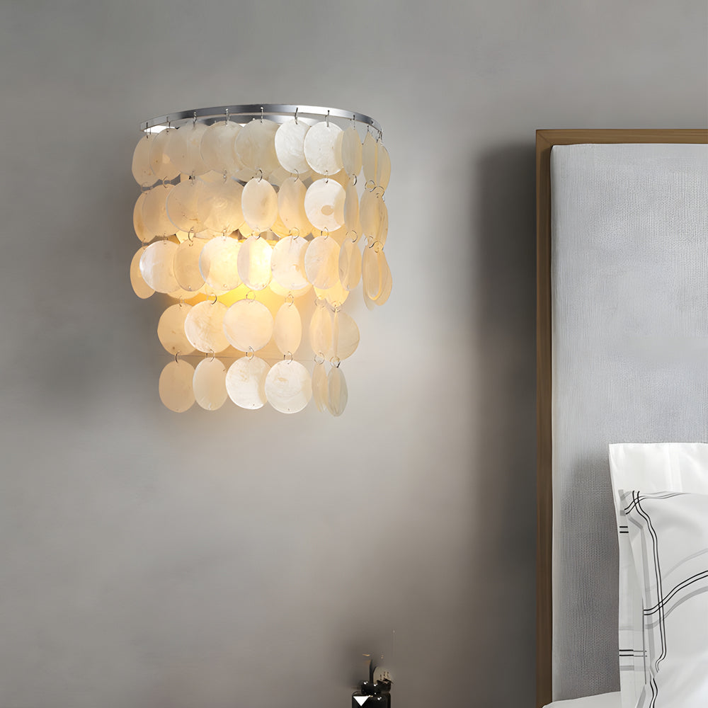 Gold Chrome Coastal Capiz Shell Wall Sconce Led Metallic Bedside Wall Lighting