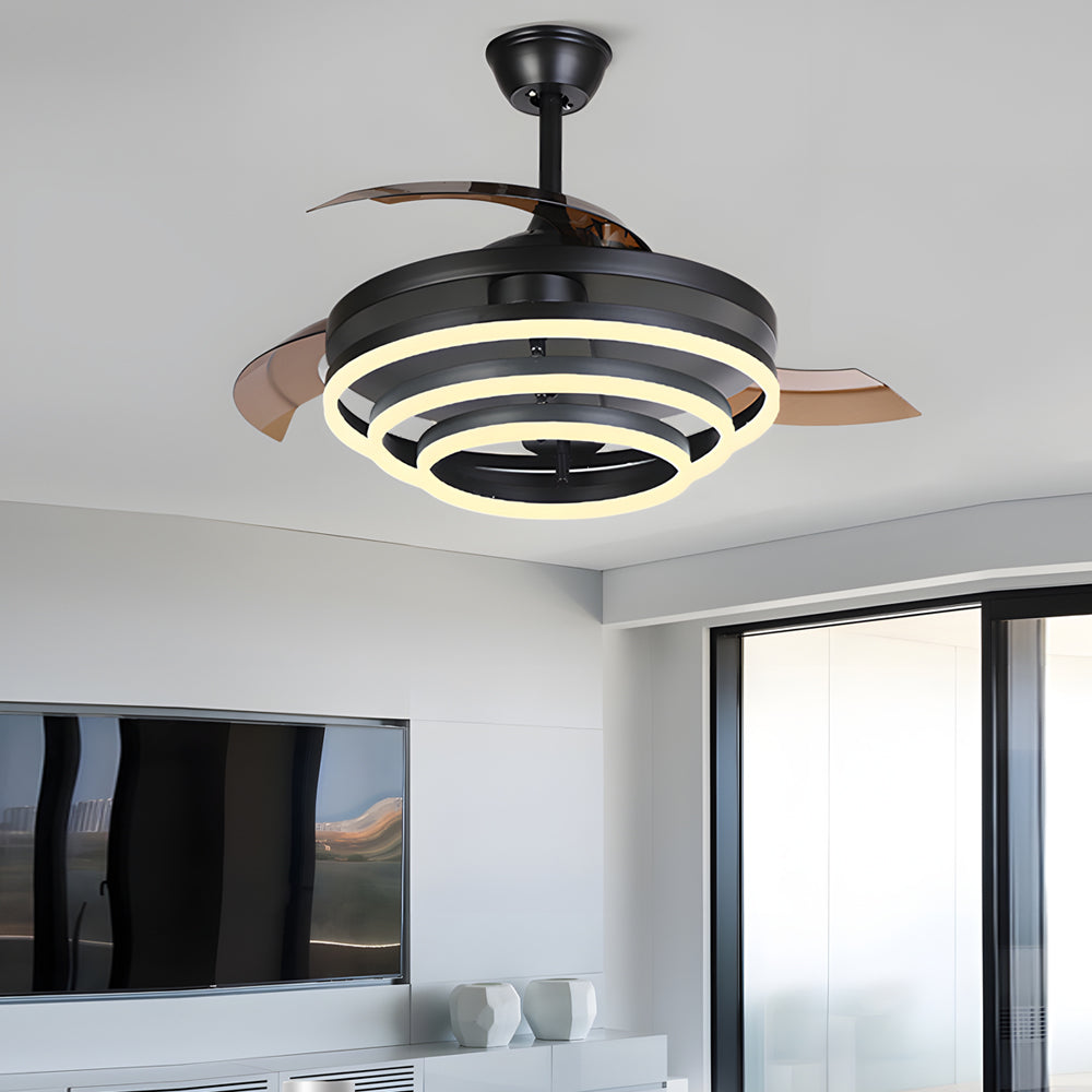 Modern 41' Retractable Ceiling Fan with LED Lights and Remote Control