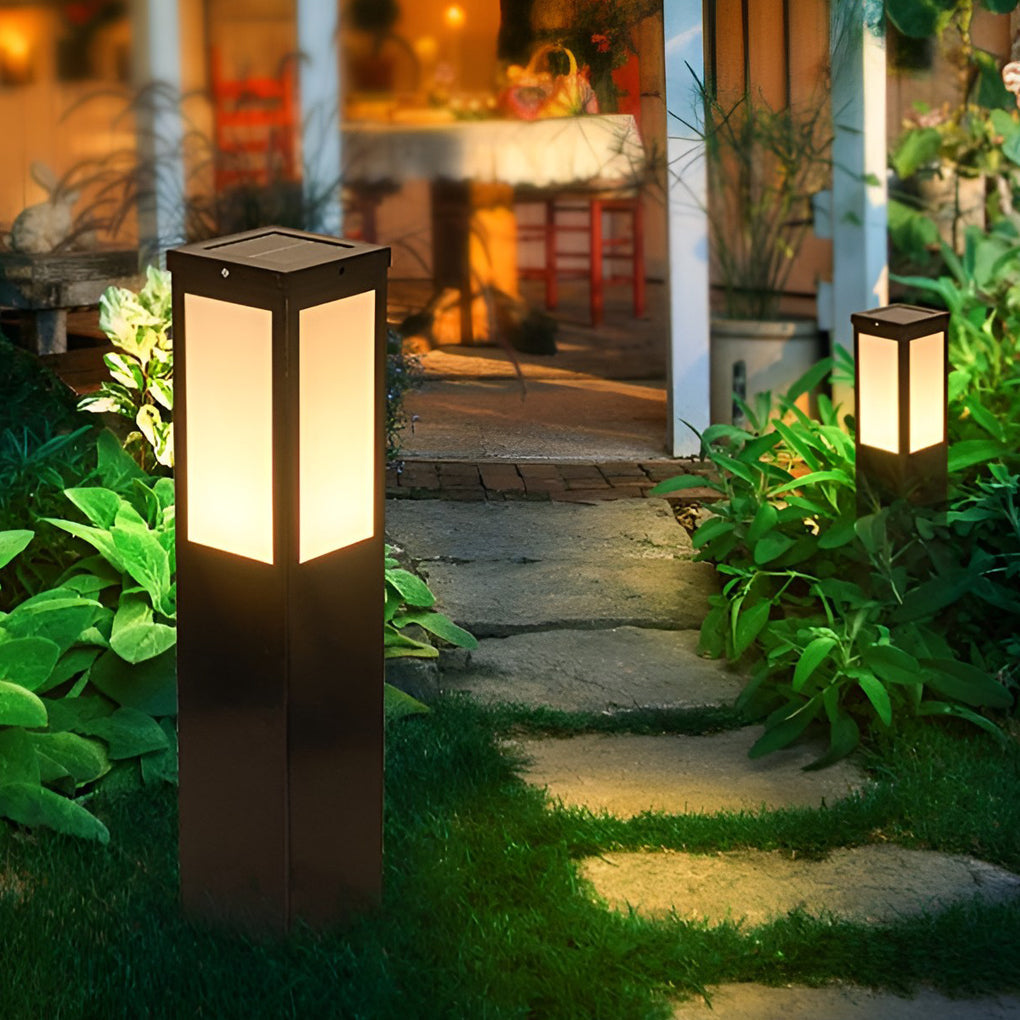 Industrial Style Square Led Solar Landscape Lighting Waterproof Outdoor Pathway Lights With Remote Control