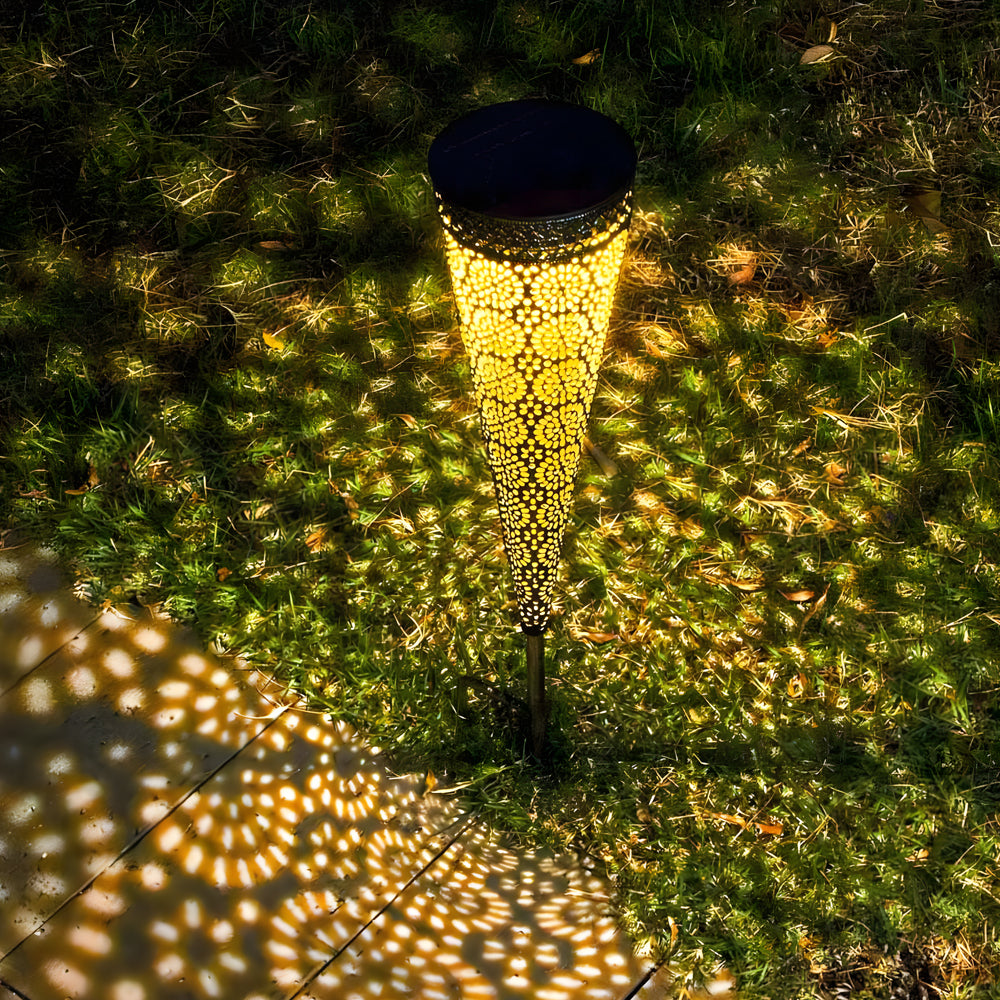 2 Pack Hollow Conical Solar Lights Garden Stake