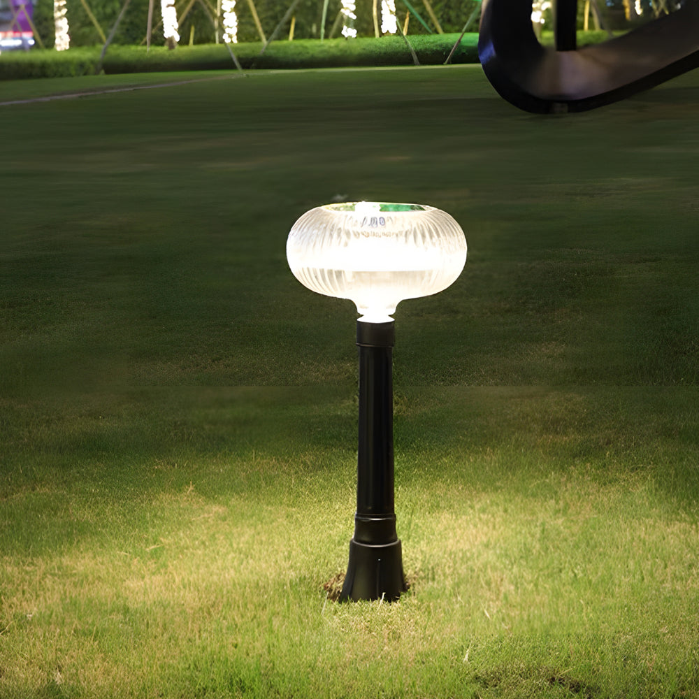 Modern Solar Lawn Light Metal Cylinder Oval Shade Led Outdoor Bollard Light