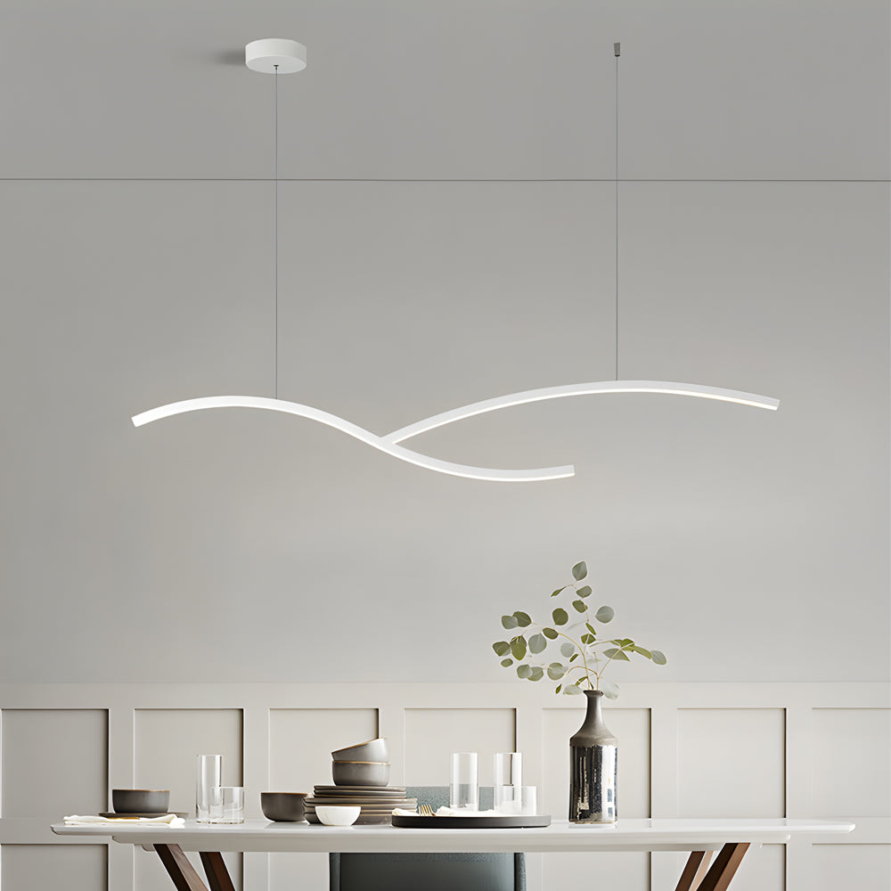 39.4'/47.2' Wide Black/White Wave Linear LED Pendant