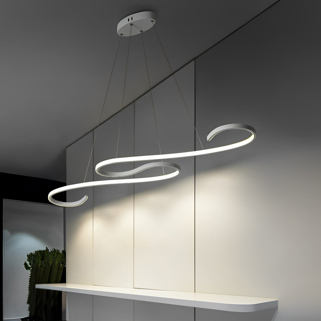 Creative Wavy Lines Stepless Dimming LED White Minimalist Chandeliers