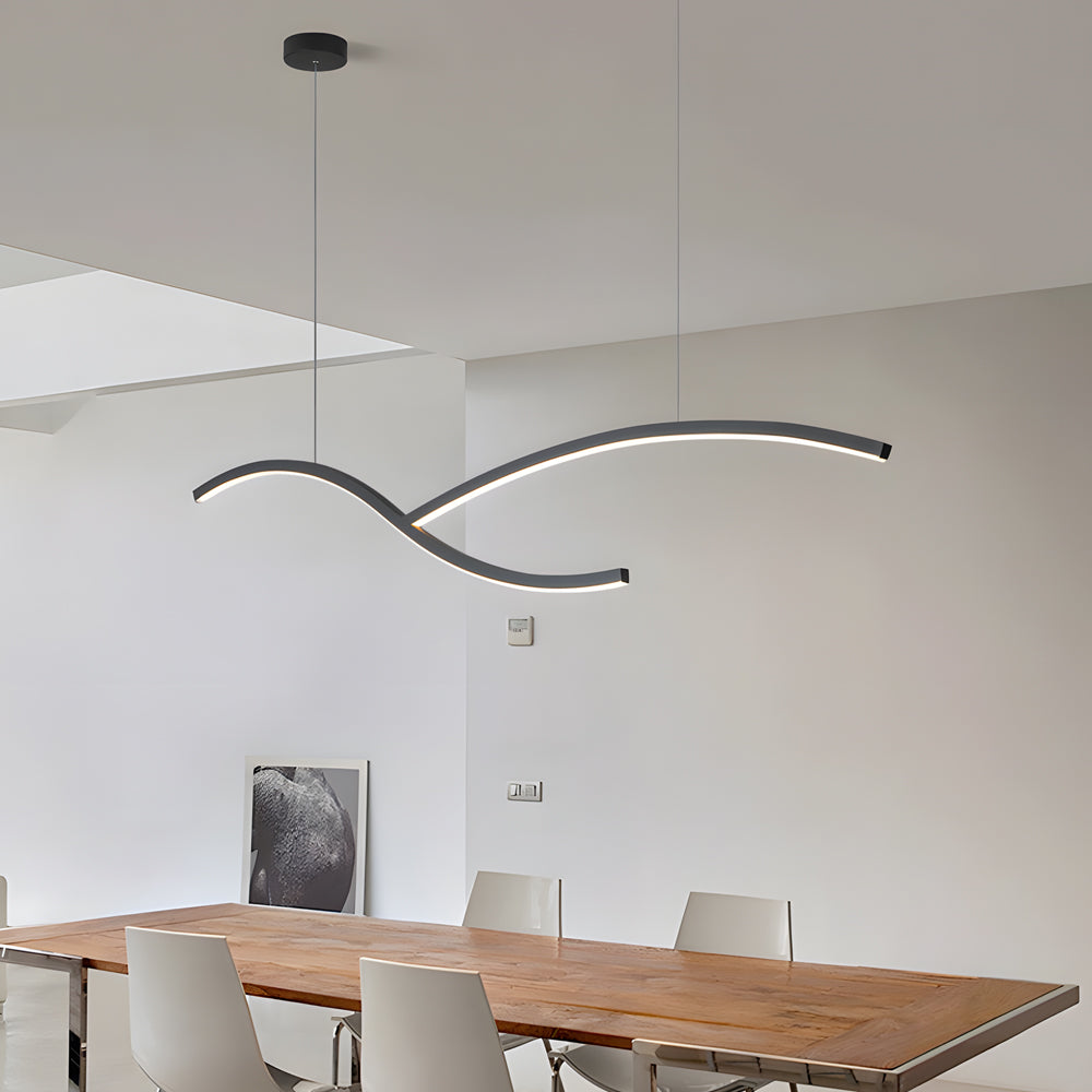 39.4'/47.2' Wide Black/White Wave Linear LED Pendant