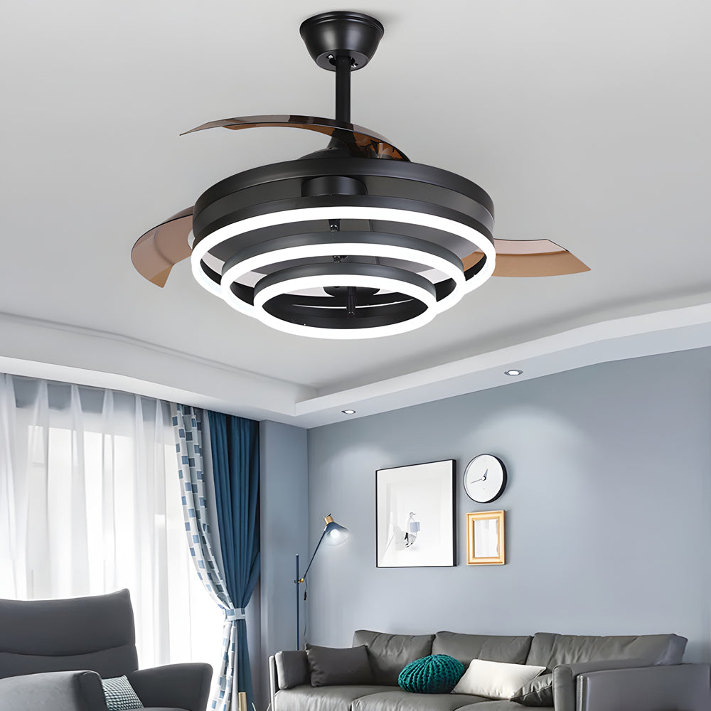 Modern 41' Retractable Ceiling Fan with LED Lights and Remote Control
