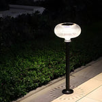Modern Solar Lawn Light Metal Cylinder Oval Shade Led Outdoor Bollard Light