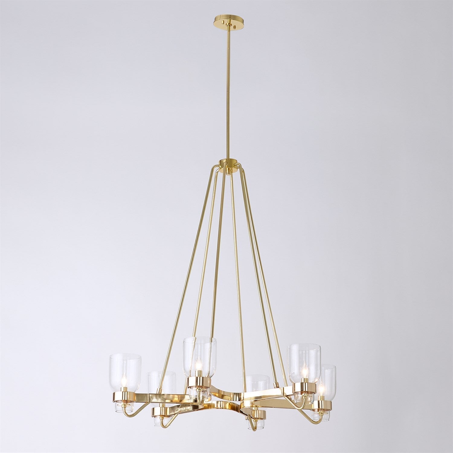 Global Views Six Light Chandelier - Shiny Brass DSC
