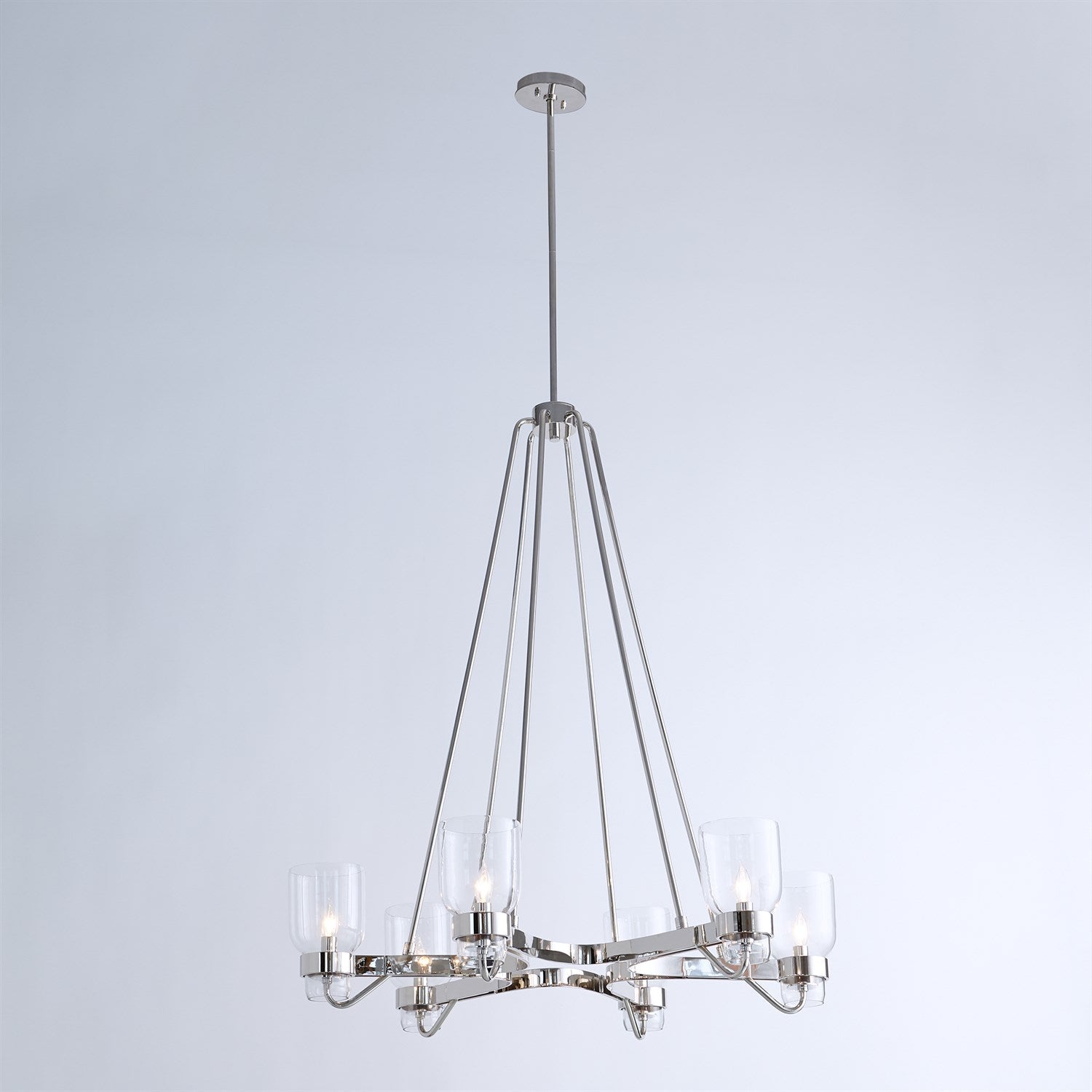 Global Views Six Light Chandelier - Shiny Nickel DSC
