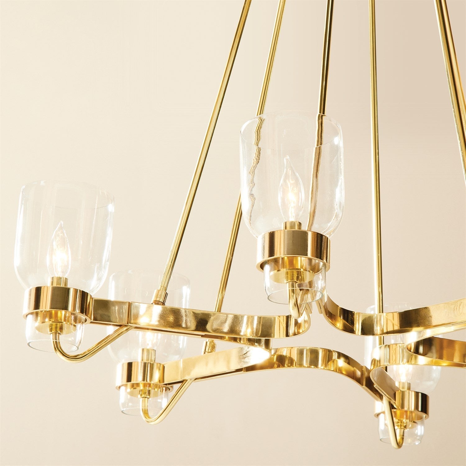 Global Views Six Light Chandelier - Shiny Brass DSC