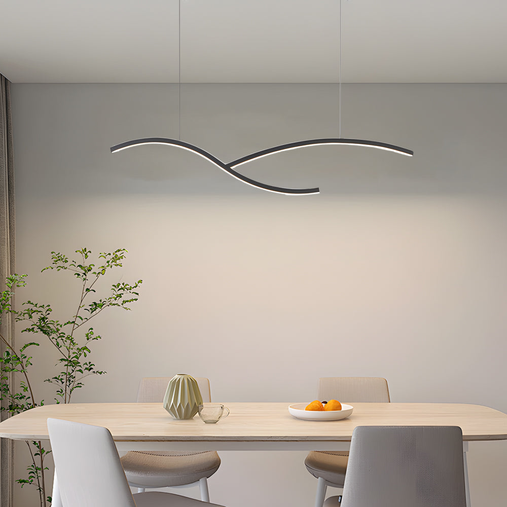 39.4'/47.2' Wide Black/White Wave Linear LED Pendant
