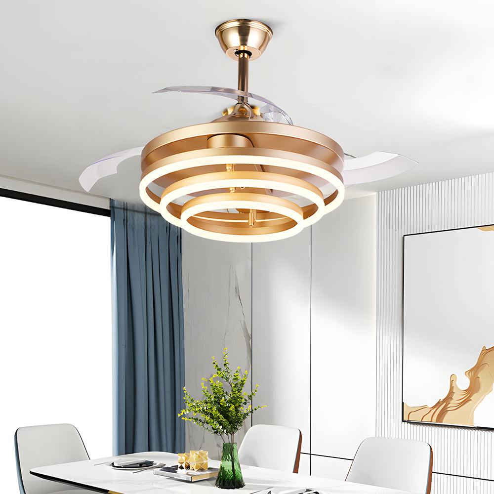 Modern 41' Retractable Ceiling Fan with LED Lights and Remote Control