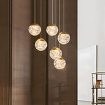 Spiral Pineapple Multi Glass Ball Staircase Chandelier Led Globes Hanging Ceiling Lights Suspension Lamp Drop Lights For Stairs