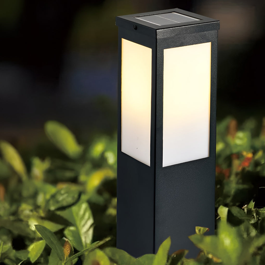 Industrial Style Square Led Solar Landscape Lighting Waterproof Outdoor Pathway Lights With Remote Control