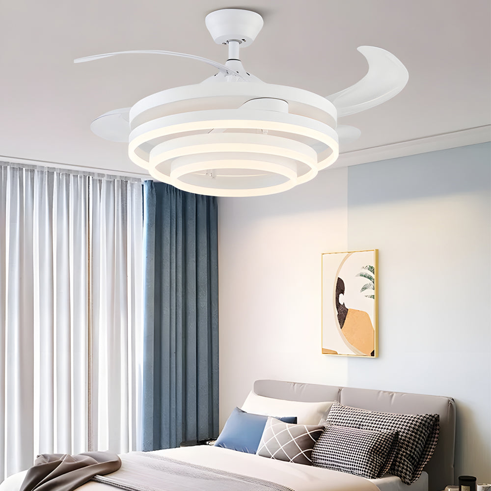 Modern 41' Retractable Ceiling Fan with LED Lights and Remote Control